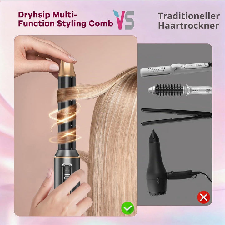 Multistyle 5-in-1 Warmluftbürste,Haartrockner mit abnehmbaren Köpfen &amp; ablesbarem Display (Stylingbü