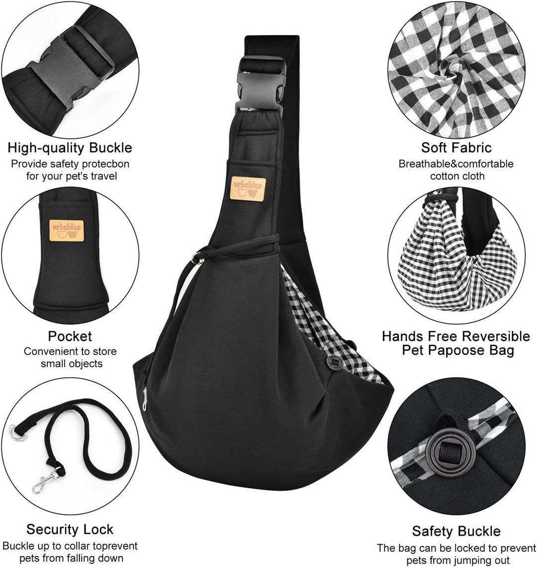 vrbabies Hundetrage für kleine Hunde, freihändig, atmungsaktiv, wendbar, verstellbar, aus Baumwolle,