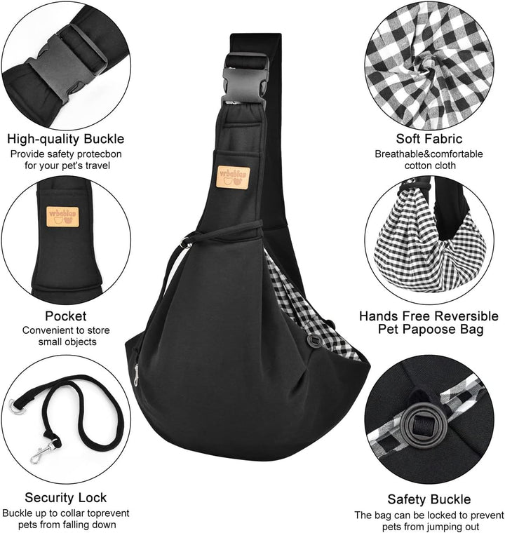 vrbabies Hundetrage für kleine Hunde, freihändig, atmungsaktiv, wendbar, verstellbar, aus Baumwolle,
