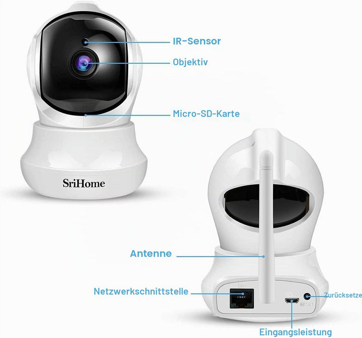 Bagotte SH020 Wireless Überwachungskamera, 720p, 3 W, 5 V, Weiss, 4 Stück (1er Pack), 1er Pack
