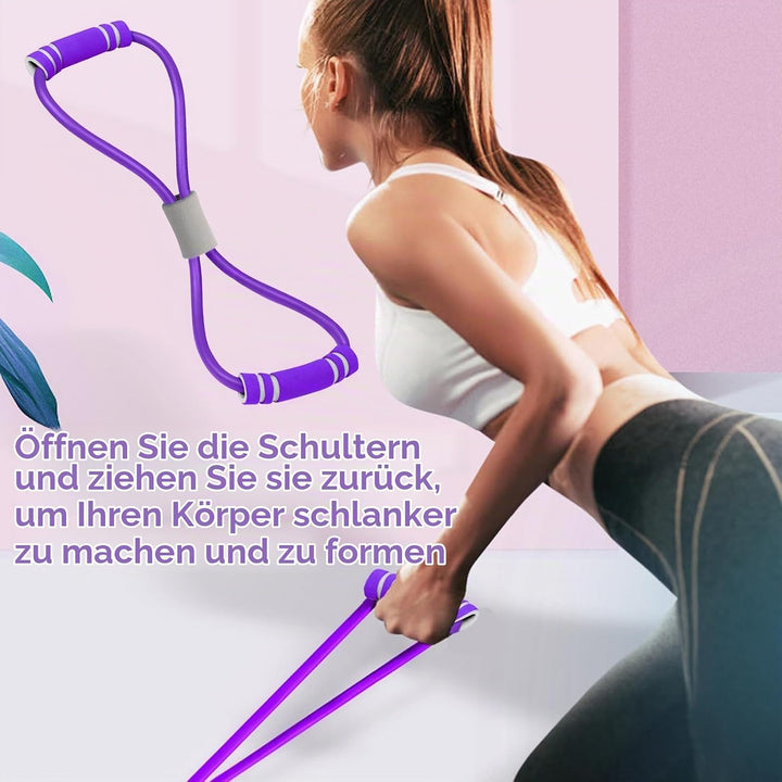 Expander Fitness mit Rückentrainer und Fitnessbänder, Bauchtrainer, Sportgeräte Zuhause, 6 Tubes Gum