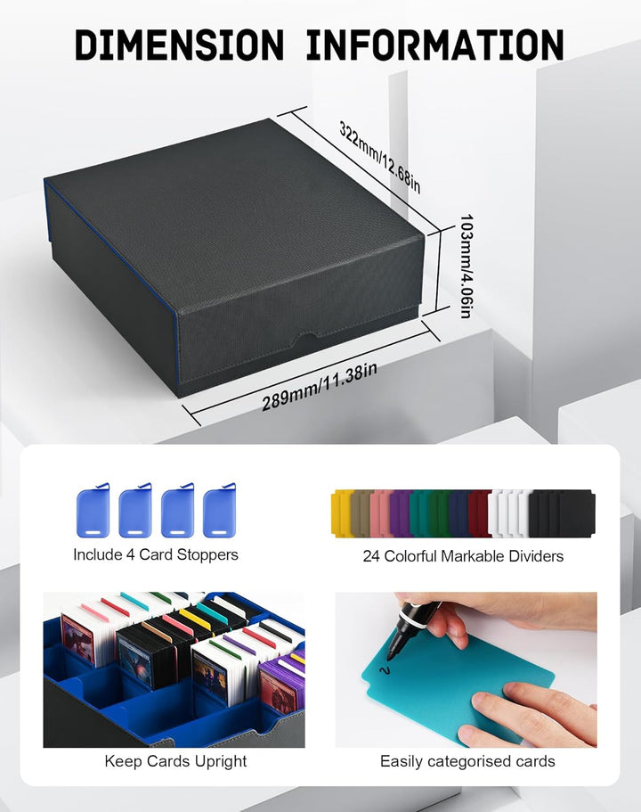 ZLCA Trading Card Storage Box, Commander Card Deck Case Holds 2400+ Cards, MTG Deck Box mit 4 Stopfe