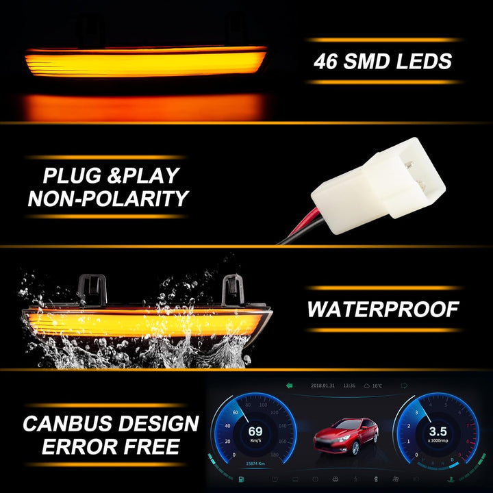 OZ-LAMPE LED Spiegelblinker für VW Golf 5 MK5 Variant GTI EOS Golf 6 Plus Passa-t B5.5-Typ 3BG B6 Ty