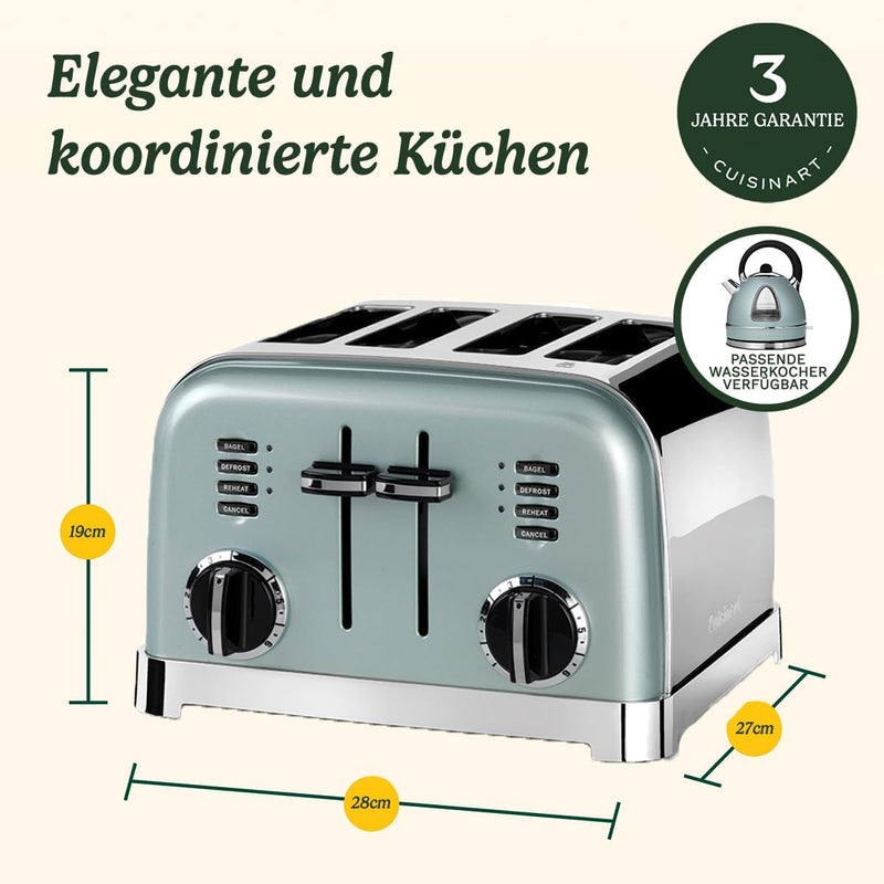 Cuisinart CPT180GE Style Collection 4-Schlitze-Toaster, Edelstahl, helles Pistaziengrün Green, Green