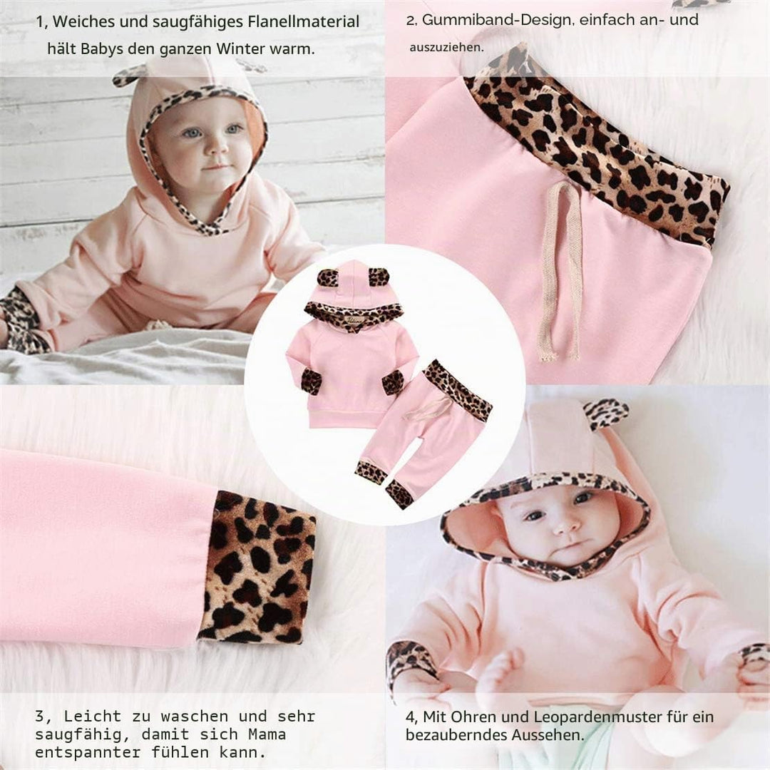 EDOTON Baby Mädchen Outfit 2 Stücke Set Gestreifte Blumen Hoodies mit Tasche Top + Lange Hosen Sweat
