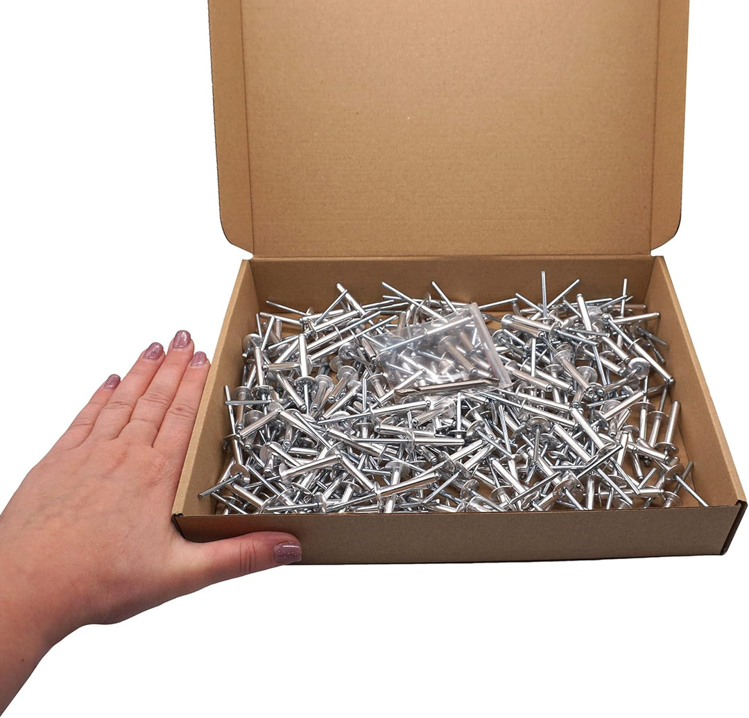 SKIR'CO (250 Stück) Grossflansch Aluminium Blindnieten 5,0 x 30 mm, Stahldorn, Bohrer inklusive 250