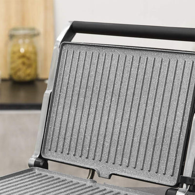 Cecotec Rock'nGrill 2400 UltraRapid Elektrogrill. 2400 W, RockStone-Steinverkleidung, 180º-Öffnung u