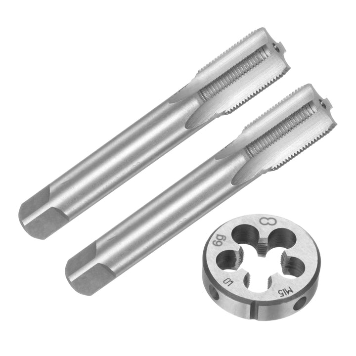 QUARKZMAN Maschinengewindebohrer Set M15 x 1, 2stk. Gewindebohrer/1stk. Schneideisen, Gewindeschneid