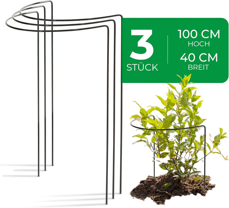 Novatool 3 Strauchstütze 100 cm hoch halbrund 40 cm grün Staudenhalter Blumenhalter Rankengewächs Pf