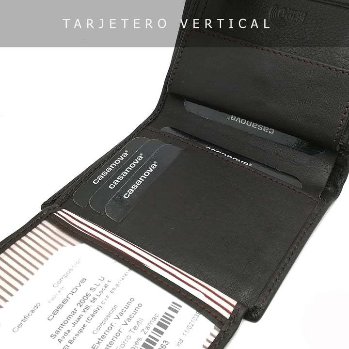 Herrenbrieftasche MIT Geldbörse | Ubrique-Haut | Ledergeldbörse mit Kartenhalter | Handgefertigt | R