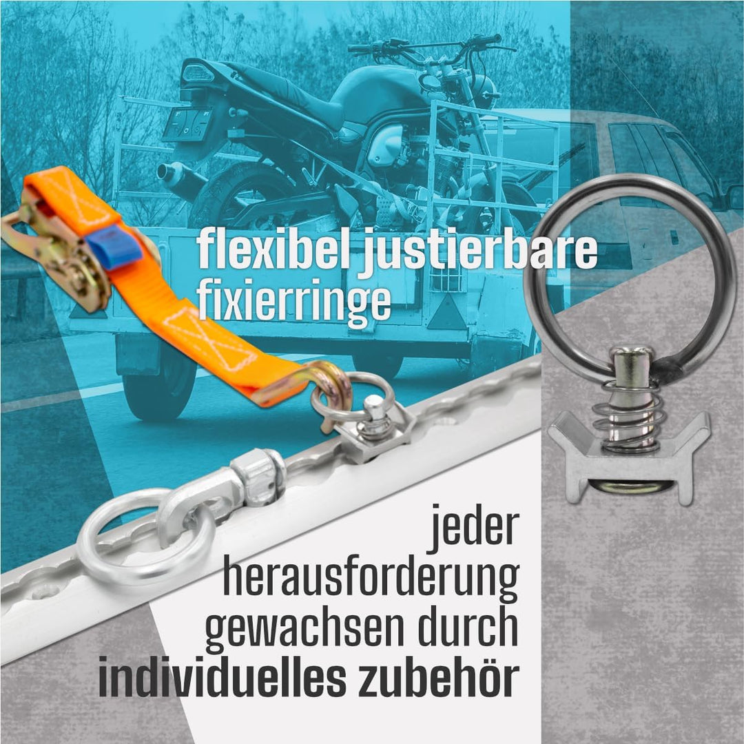 Airlineschiene 2 x 2 Meter im Set | Alu Airlineschienen | halbrund | Zurrschienen | für Anhänger, Wo