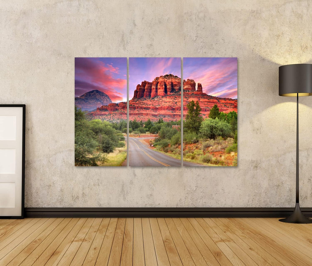 islandburner Bild auf Leinwand Sedona Arizona Dämmerung Landschaft Mit Bäumen Bilder Wandbilder Post