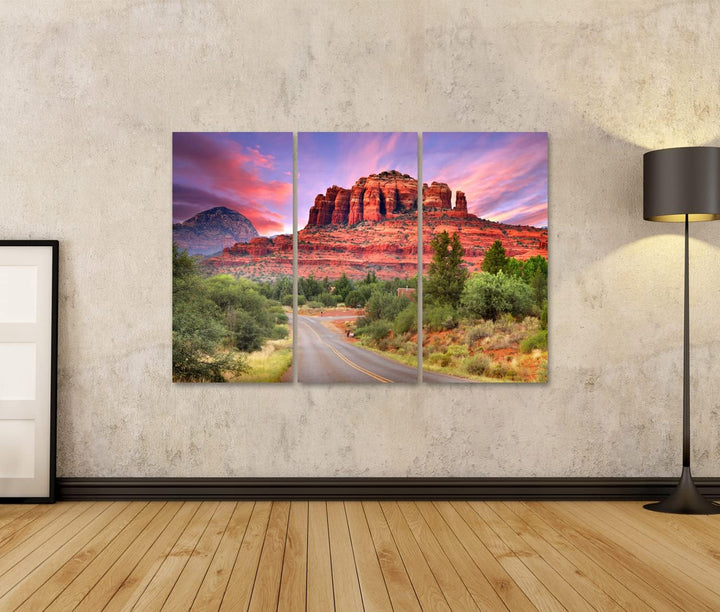 islandburner Bild auf Leinwand Sedona Arizona Dämmerung Landschaft Mit Bäumen Bilder Wandbilder Post