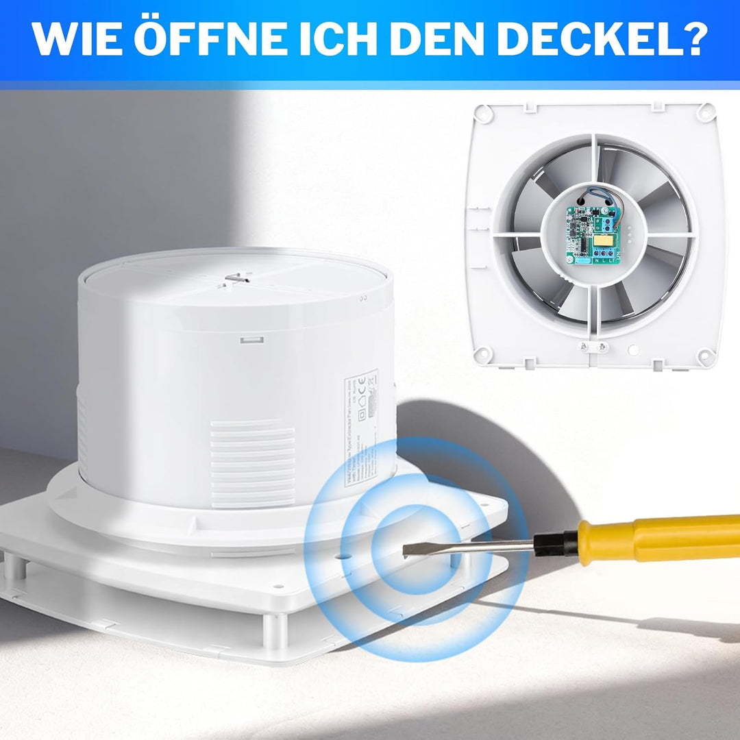 Ø150mm Badlüfter mit Nachlauf [18W - IPX4 - 35db - 240m³/h] Leiser Abluftventilator mit Rücklaufklap