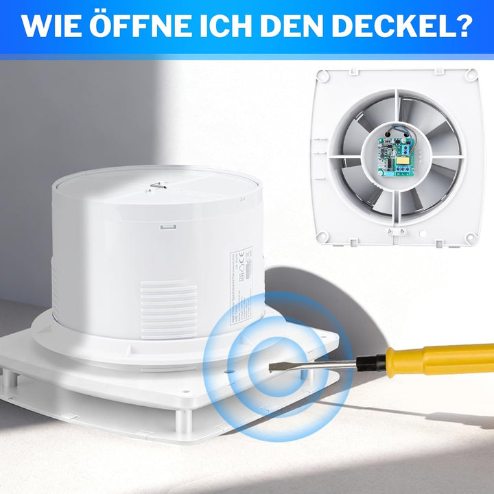 Ø150mm Badlüfter mit Nachlauf [18W - IPX4 - 35db - 240m³/h] Leiser Abluftventilator mit Rücklaufklap