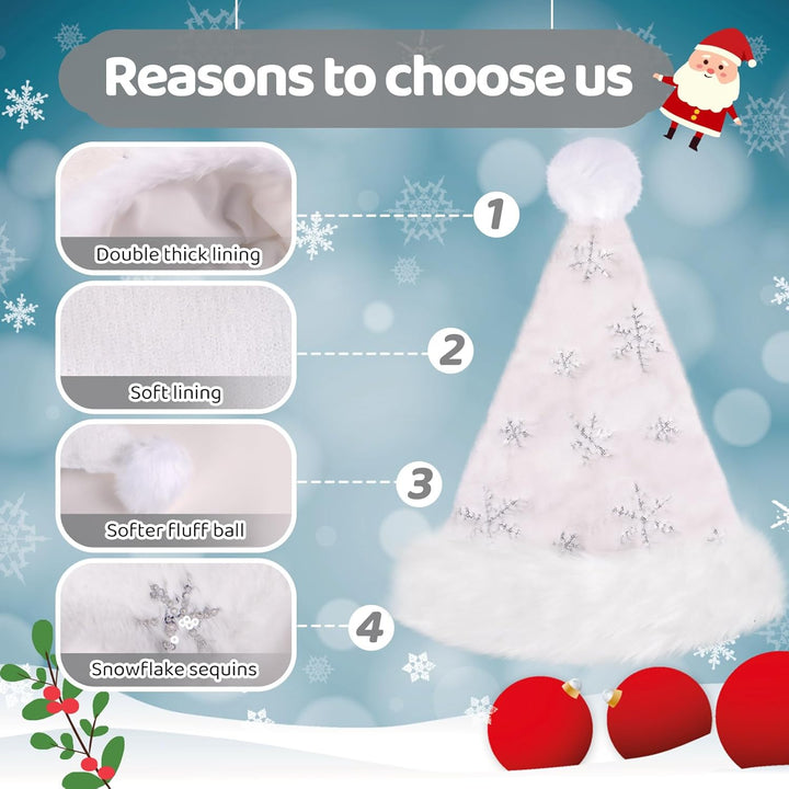 Weihnachtsmütze für Erwachsene, Plüsche Nikolausmütze für Damen und Herren, Warm and Dicker Weihnach