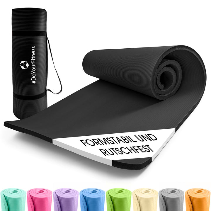 #DoYourFitness Fitnessmatte rutschfest | 183x61cm oder XXL 190x100cm | 0,8-2cm hoch | Gelenkschonend