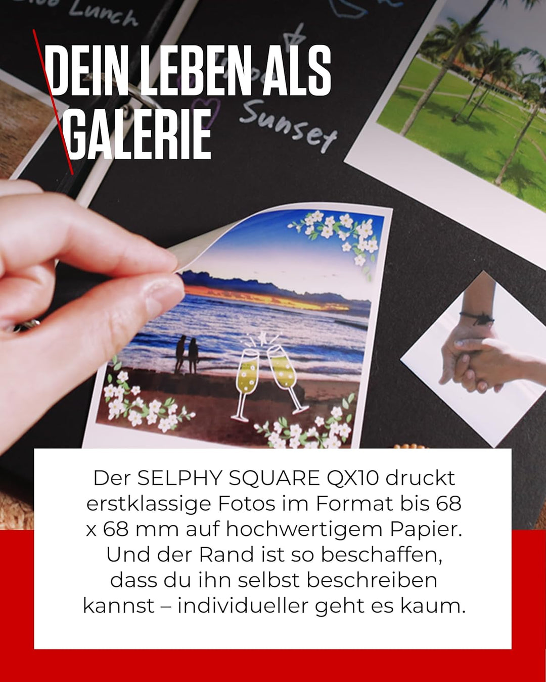 Canon SELPHY SQUARE QX10 Mini Fotodrucker mobil tragbar unterwegs (quadratischer Druck 6,8 x 6,8cm m