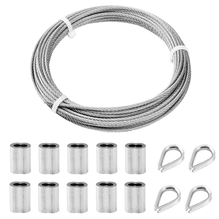 TooTaci 3mm Edelstahl Drahtseil 10M - Stahlseil mit M3 Drahtseilkausche & Aluminium-Crimphülsen – Id