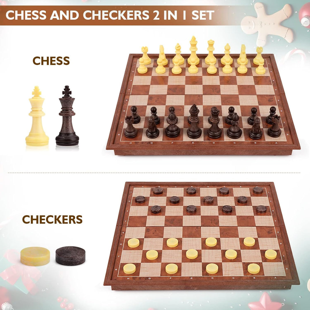 Peradix 2 in 1 Magnetisch Schachspiel für Kinder,Magnet Schachbrett&Dame, Klappbar Schach Reiseschac