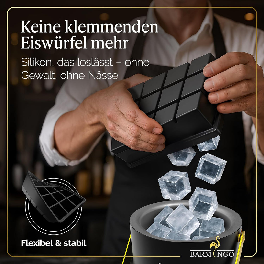 Silikon Eiswürfelform mit Deckel (3er Set) – BPA-freie Eiswürfelform gross/XXL | Grosse Eiswürfel Fo