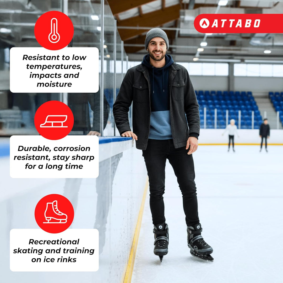ATTABO Tore Herren-Schlittschuhe | Freizeit-Eislaufschuhe Schwarz | Stabiler Knöchelhalt, rostfreie
