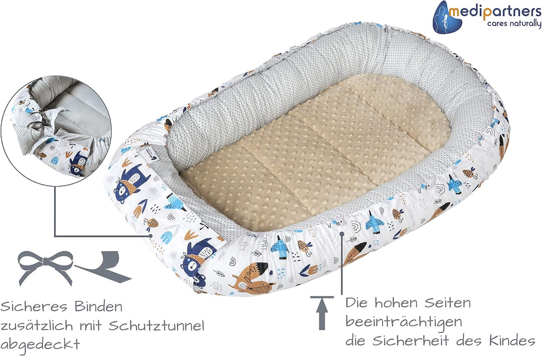Medi Partners Babynest Kuschelnest Babynestchen 100% Baumwolle Nestchen Reisebett für Babys Säugling