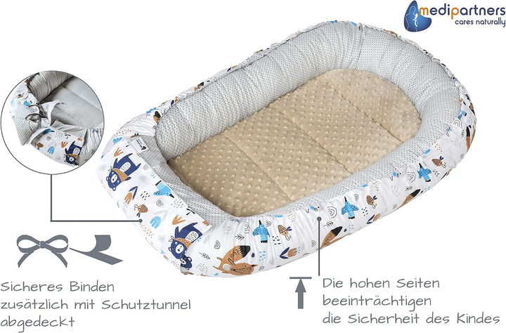 Medi Partners Babynest Kuschelnest Babynestchen 100% Baumwolle Nestchen Reisebett für Babys Säugling