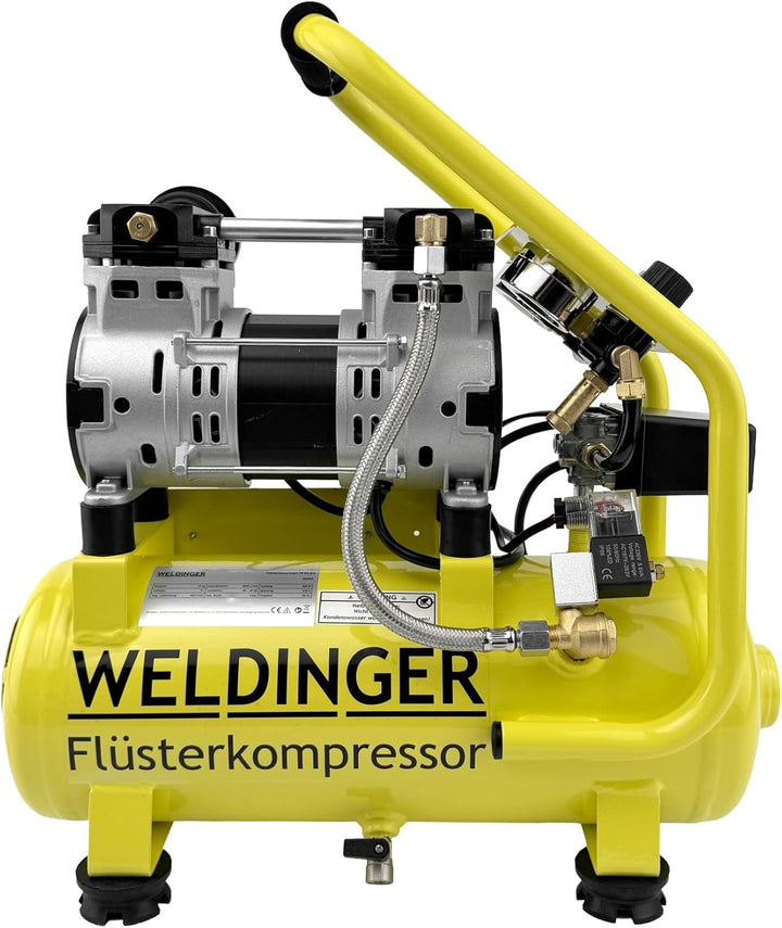 WELDINGER Flüster Kompressor FK 65 pro 750 W 90 l Luftabgabe innenbeschichteter Tank 9 bar max. FK 6