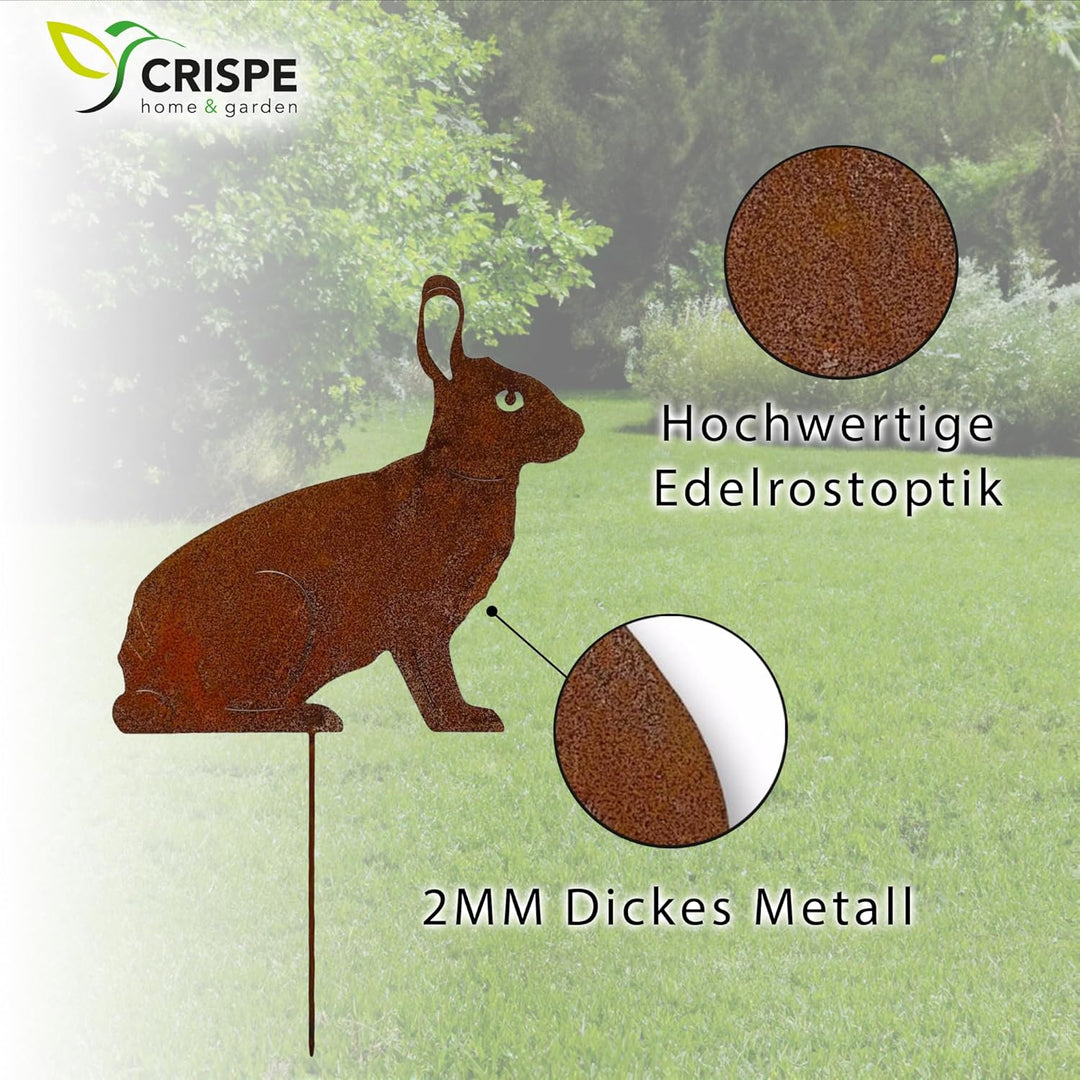 Crispe Gartenstecker Dekoration Edelrost - Hase stehend - Metall rostige Dekofigur - Höhe 35 cm, Has
