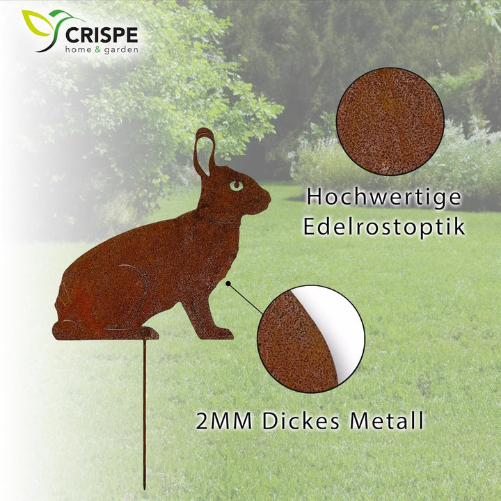 Crispe Gartenstecker Dekoration Edelrost - Hase stehend - Metall rostige Dekofigur - Höhe 35 cm, Has