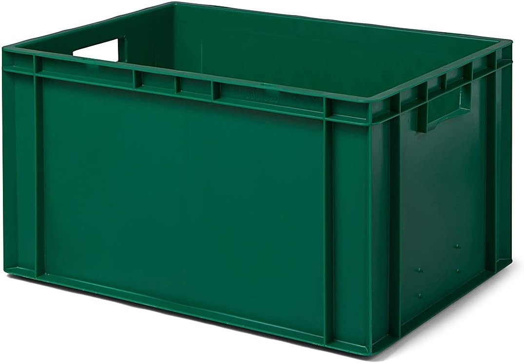 3 Stk. Transport-Stapelkasten mit Deckel TK632-D, grün, 600x400x331 mm (LxBxH), aus PP, Volumen: 60