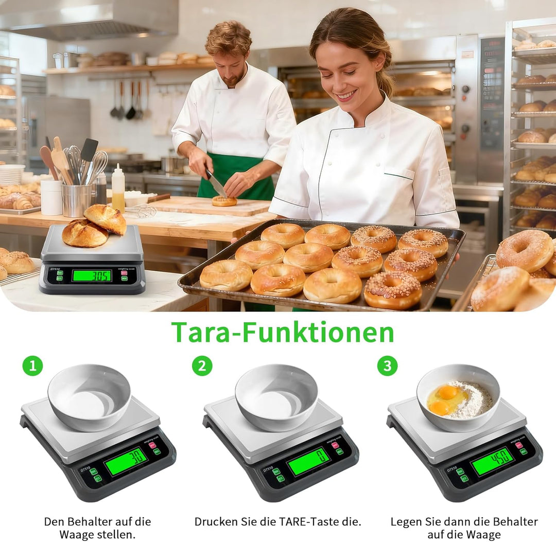 LICHUXIN Küchenwaage digital 40kg/88lb, mit grossem LCD-Display waage digital mit PCS zählen Und Tar