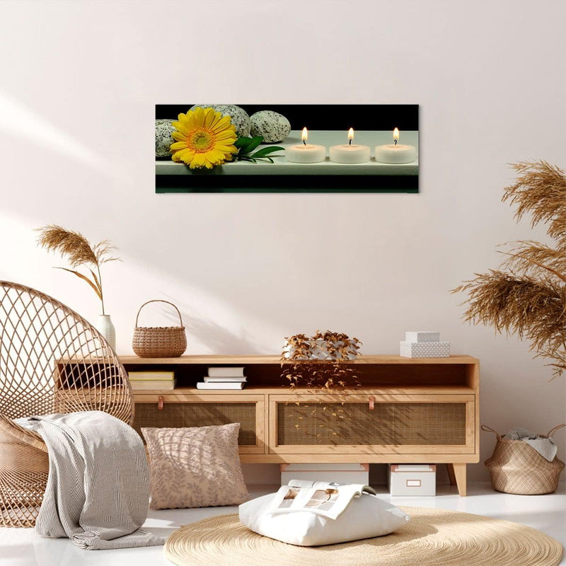 Panorama Bilder auf Leinwand Spa Blume Kerze Stein Leinwandbild 90x30cm Wandbilder Dekoration Wohnzi