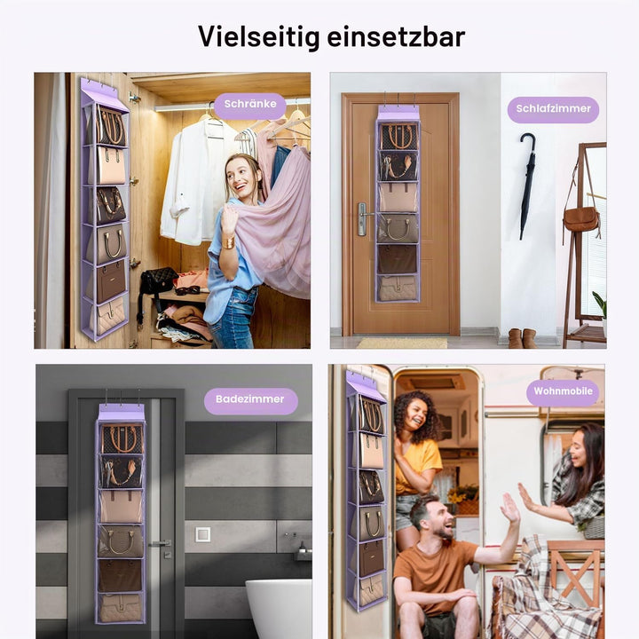 Lirex Geldbörsen-Organizer, 6 Taschen Handtaschen-Organizer mit Reissverschluss zum Aufhängen, für S