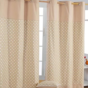 Homescapes Vorhang Kinderzimmer Ösenvorhang Kindervorhang Stars 2er Set beige 137 x 228 cm (Breite x