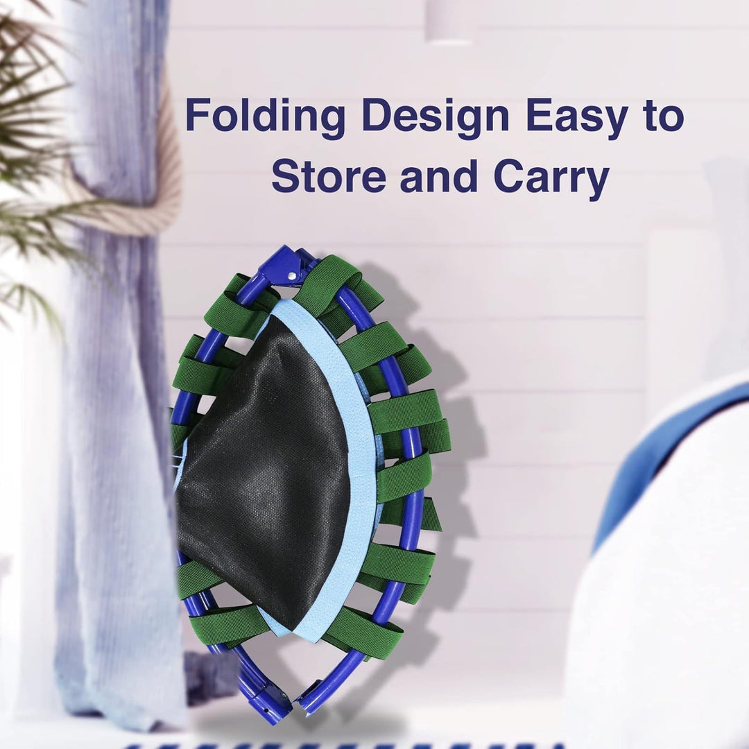 Ø91cm Kinder Trampolin Mini Fitness Trampolin Faltbarer Bungee Übungsrebounder mit verstellbarem Han