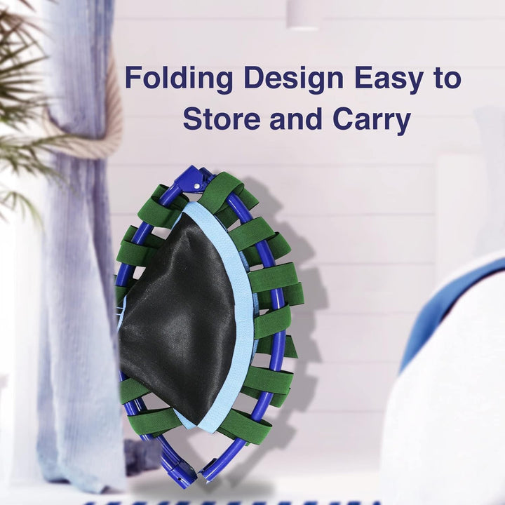 Ø91cm Kinder Trampolin Mini Fitness Trampolin Faltbarer Bungee Übungsrebounder mit verstellbarem Han