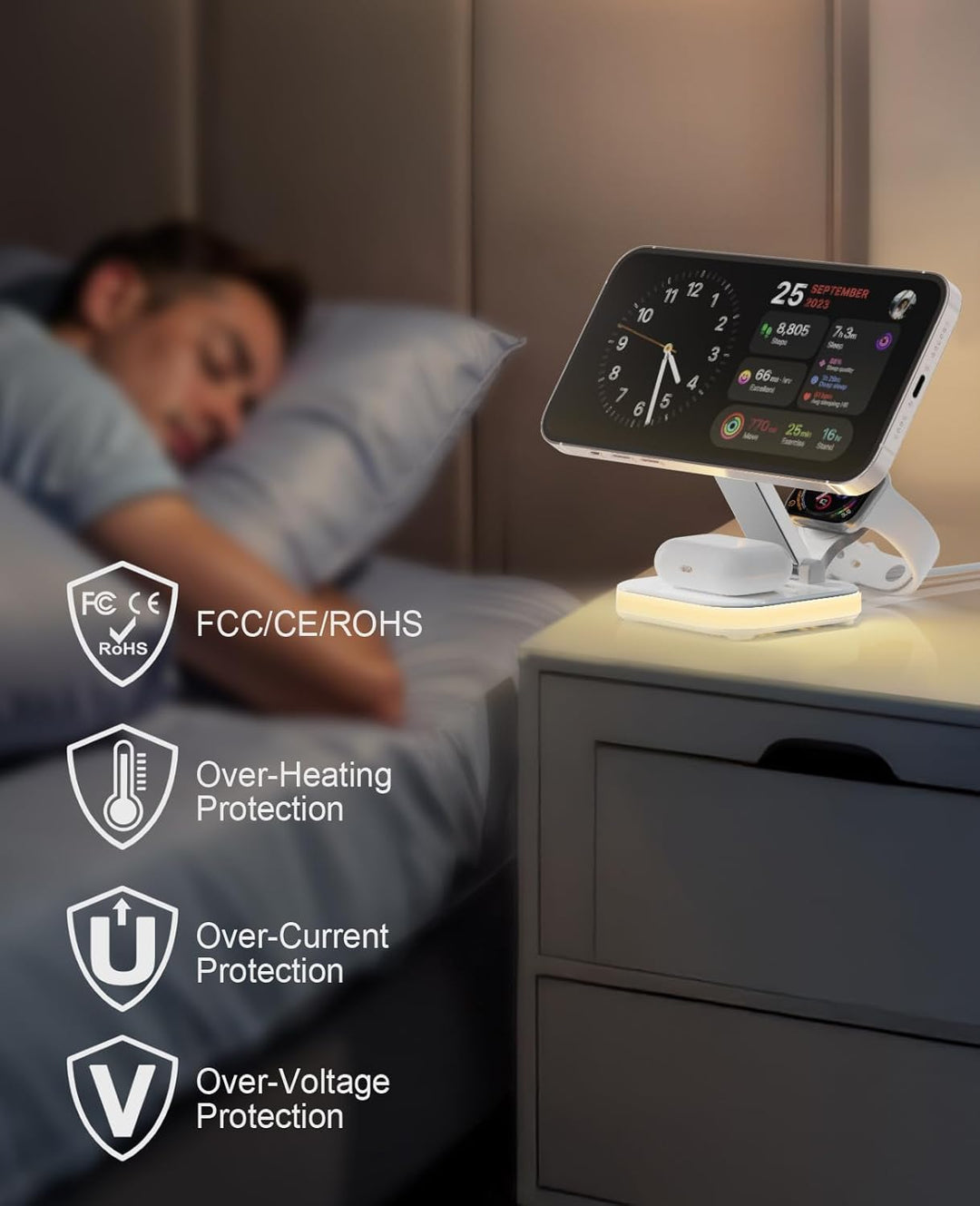 5 in 1 Mag-Safe Ladegerät mit 15W Wireless Charging Station für iPhone 17/16/15/14/13/12 Serie, AirP
