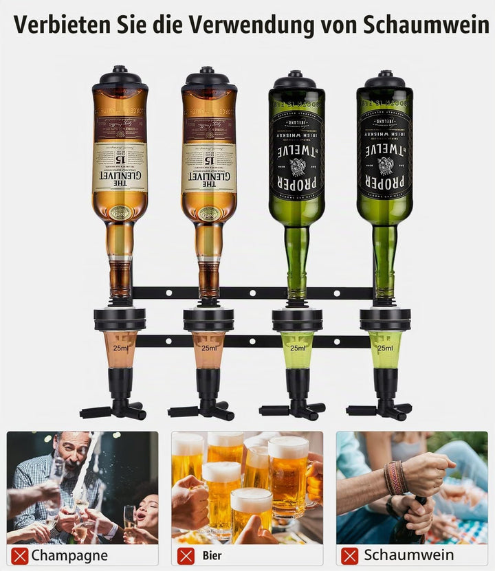 Soulpala Bar Butler Bar Flaschenhalter und Dosierer Bar Butler Wand Flaschenhalter für 4 Flaschen Ba