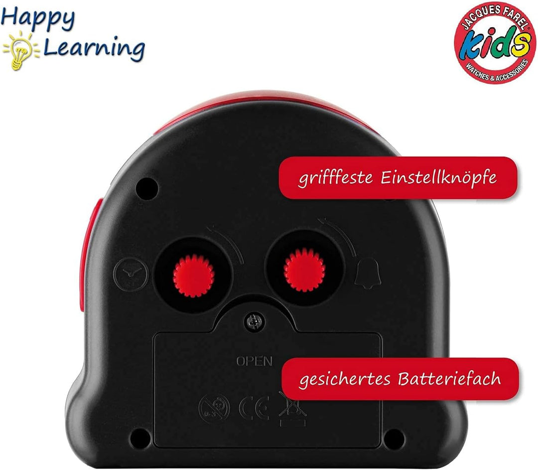 JACQUES FAREL Happy Learning Kinder-Wecker Lernwecker Jungen Schwarz Grün ohne Ticken Snooze Analog