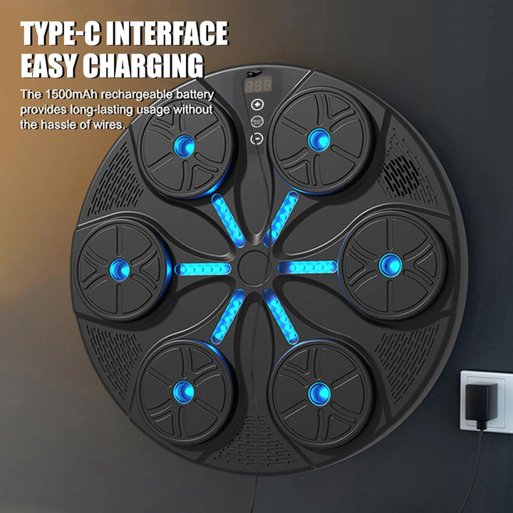 Music Boxing Machine mit Bluetooth, LED, 8 Geschwindigkeits, Zähler Schwarz, Schwarz