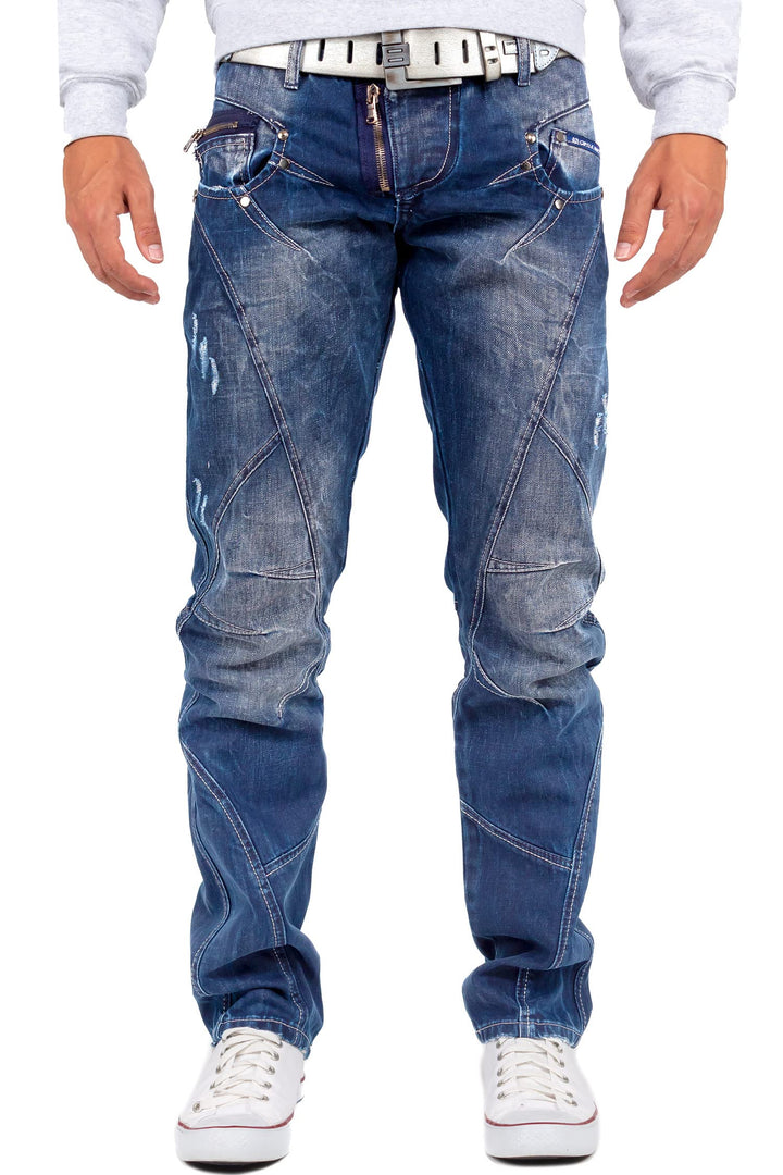 Cipo & Baxx Herren Jeans Hose mit Ziernähten 40W / 32L Blau -