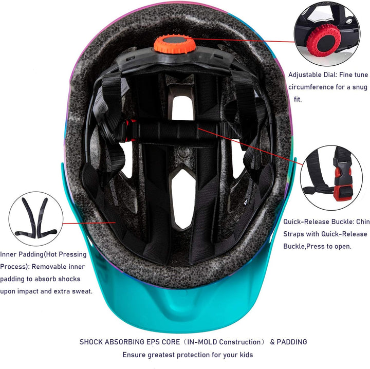 SIFVO Fahrradhelm Kinder Jungen und Mädchen 50-57cm, Kinder Fahrradhelm mit Abnehmbarem Visier Kinde