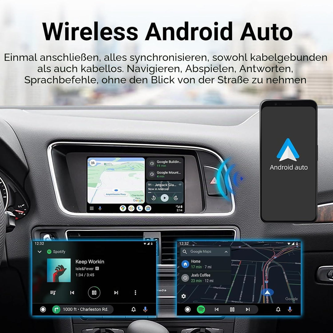 EZoneTronics Wireless CarPlay &amp; Android Auto Retrofit Kit Decoder Box für Audi A4/A5/Q5 2009-2017 mi