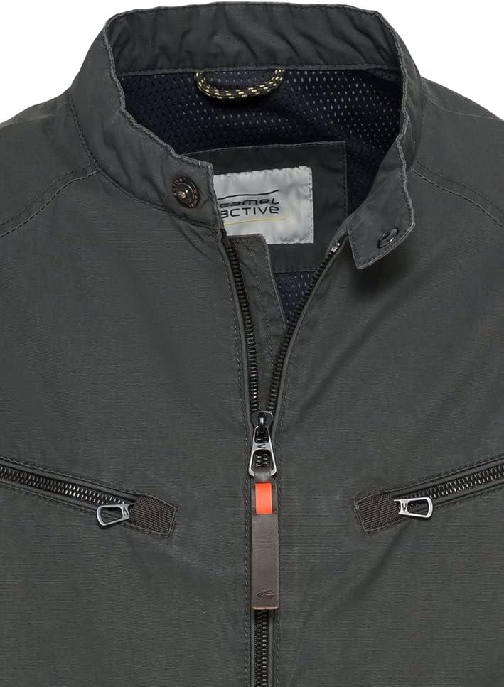 camel active Herren Biker Blouson mit Stehkragen 26 Dunkelgrau, 26 Dunkelgrau