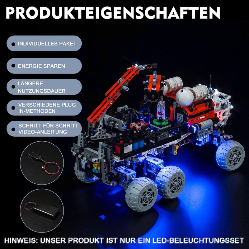 Led Licht Set Kompatibel mit Lego 42180 Technic 42180 Mars Crew Exploration Rover Bauset (Kein Model