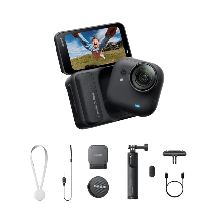 Insta360 GO Ultra Vlogger-Bundle Nachtschwarz- freihändige 4K Mini-Cam, leicht & mobil, top bei weni