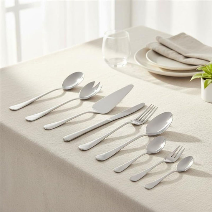 alpina Besteck Set 75‑teilig für 12 Personen – Edelstahl Besteck Set – Messer Gabeln Löffel Teelöffe