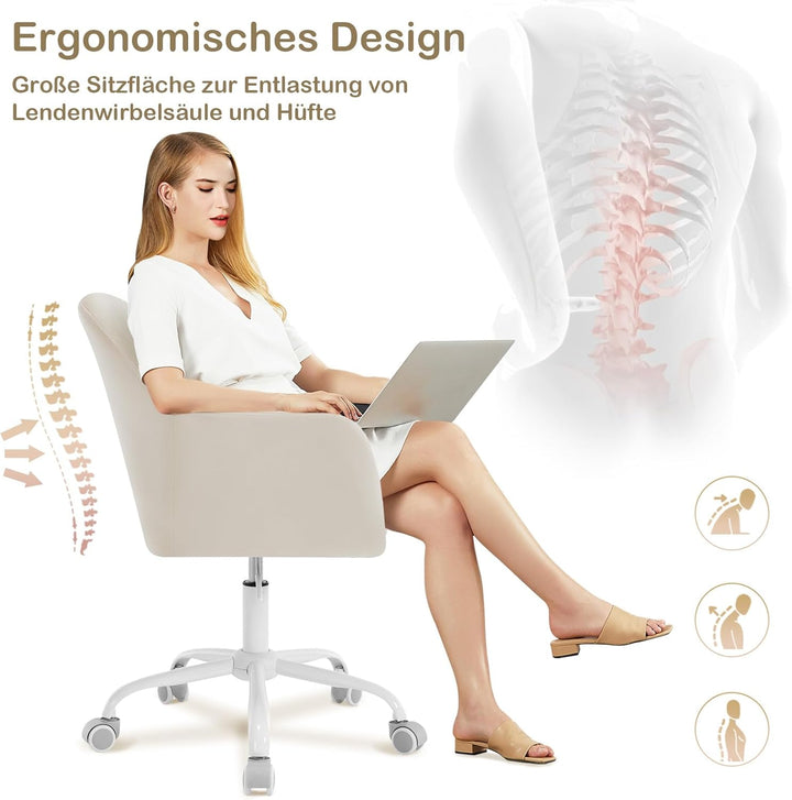 WOLTU Schreibtischstuhl, Bürostuhl ergonomisch, Homeoffice Stuhl höhenverstellbar, Schminkstuhl mit